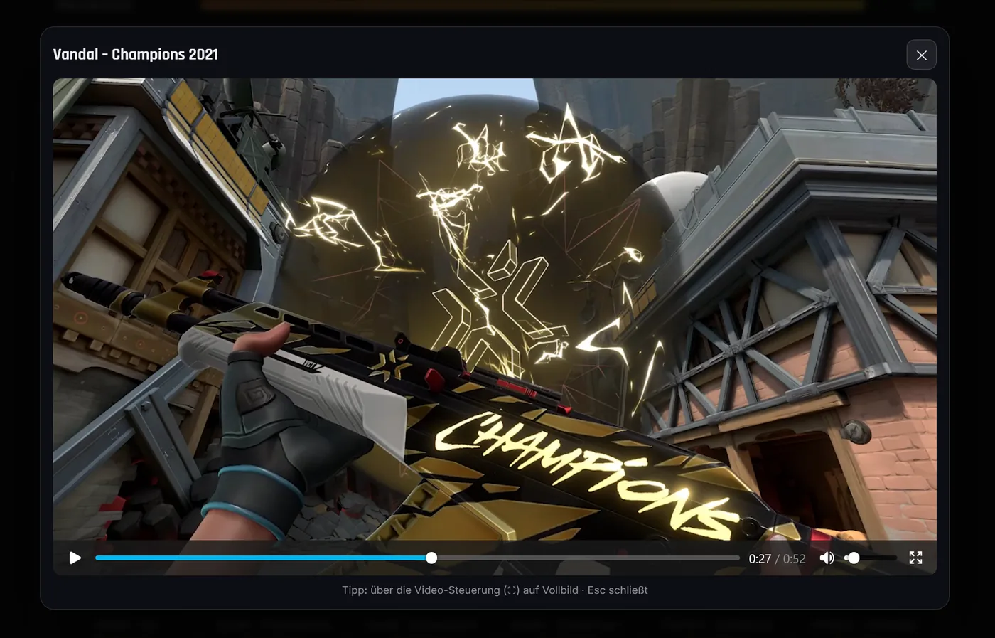 Skin in Aktion – Champions Vandal Video in Valorant-Spind