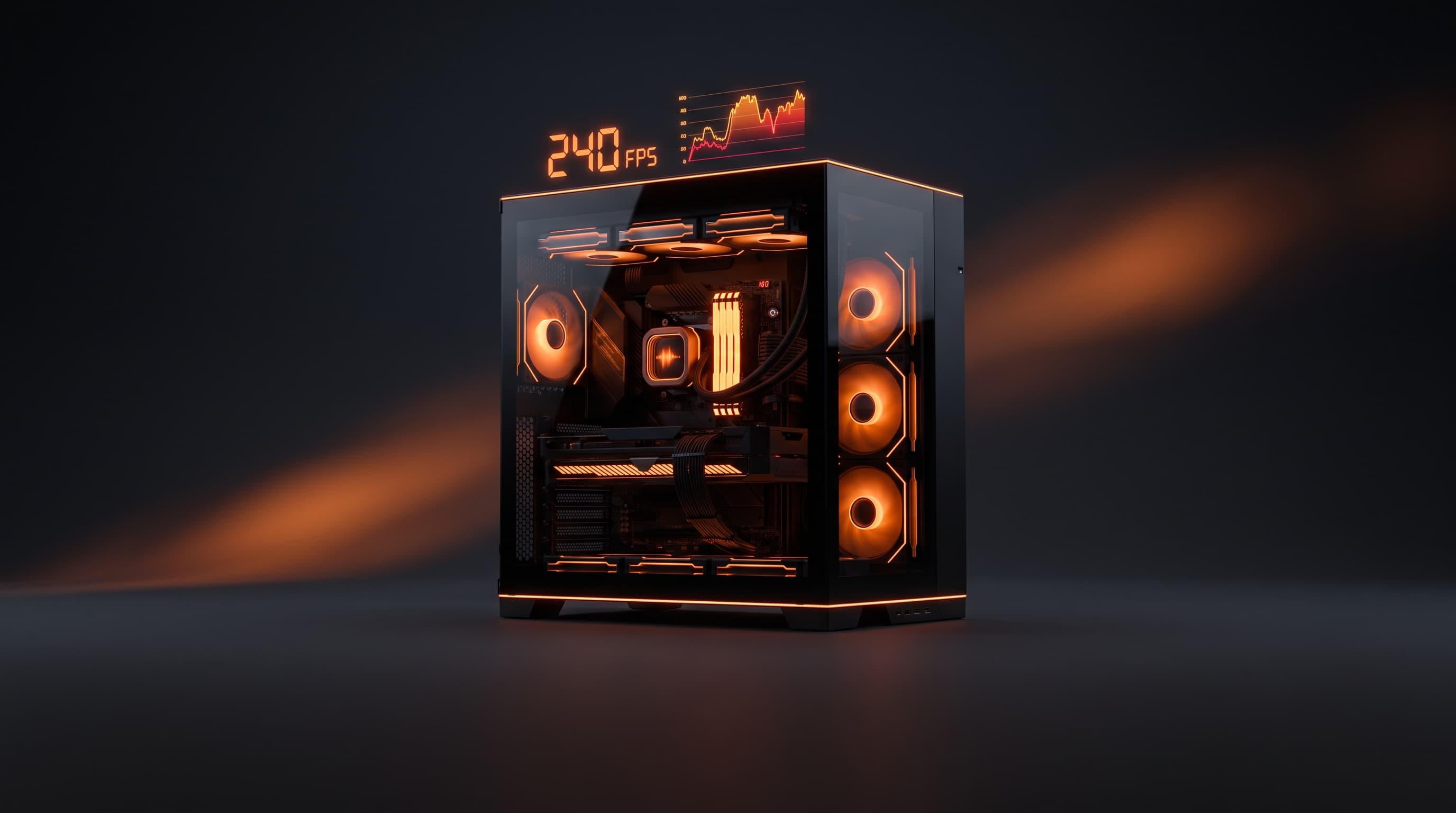 Gaming-PC für Valorant mit leuchtenden Lüftern und hoher FPS-Anzeige