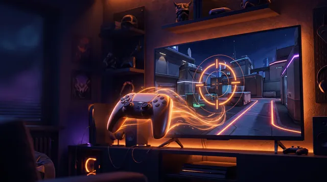 Valorant auf PS5 und Xbox – Controller vor dem TV