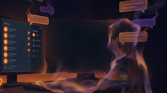 Gaming setup with a fading friends list and dissolving chat bubbles