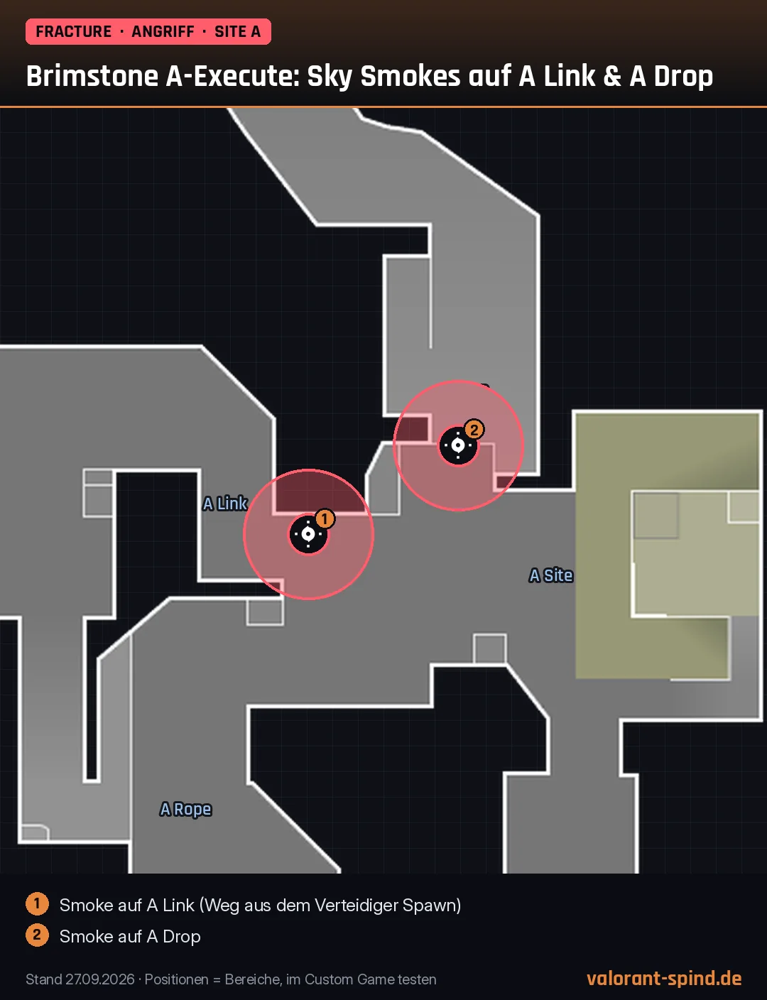 Fracture: Brimstone A-Execute: Sky Smokes auf A Link & A Drop – Sky Smoke auf der Minimap eingezeichnet